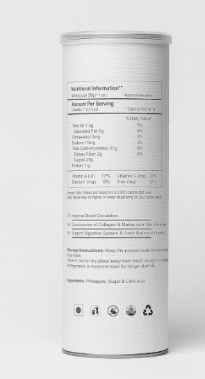 Cultures Food Pure Organic Dried Pineapple 200g, Rich In Fiber, Vitamine C, Collagen, Immunity Booster, Zero Cholesterol, Zero Trans Fat, Boost Skin Health, Gluten Free, Improve Blood Circulation view 3