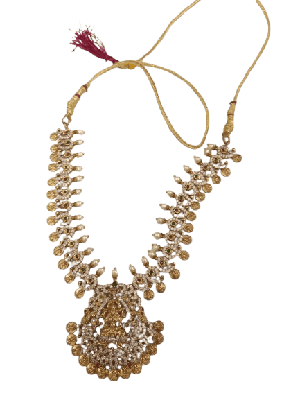 Delicate One Gram Gold-Plated Pearl Necklace with Intricate Pendant view 2