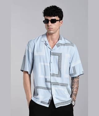 Paul Street Rayon Boxy Printed Half Sleeves Cuban Collar Men's Casual Shirt (Green)