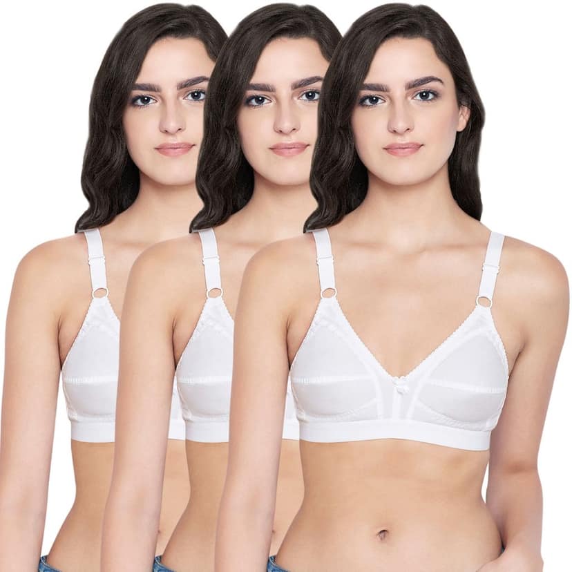 Bodycare 100% Cotton Non Padded Non wired Regular Bra-Pack of 3