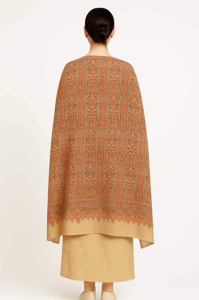 Kashmiri Handmade Shawl wih flowral design view 2