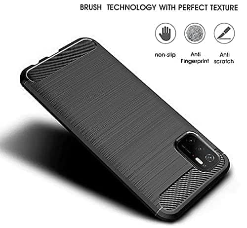 Faircost for Xiaomi Poco M3 Pro Carbon Fiber Hybrid Armor Shock Proof TPU Back Cover- Black view 5