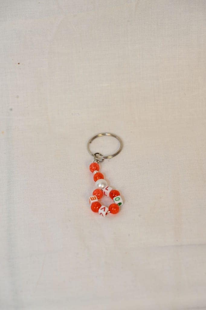Beaded Key Chain with Letter "L" Charm view 2