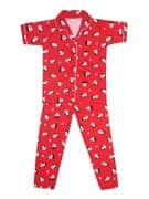 Ninos Dreams Cotton Girls Night Suit Panda Printed Half sleeves-Red view 2
