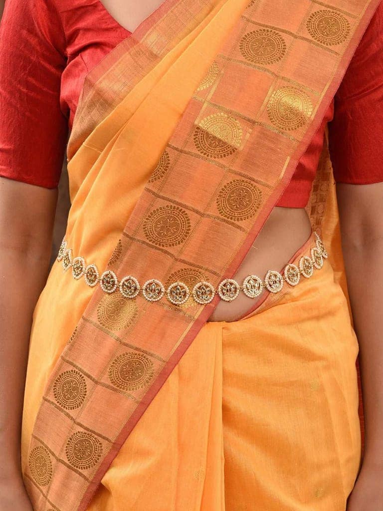 Gold Plated Kemp stone studded Pearl Beaded Kamarbandh view 4