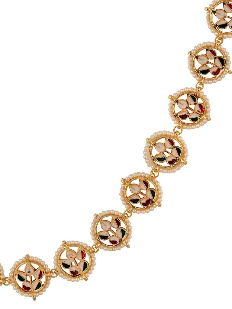 Gold Plated Kemp stone studded Pearl Beaded Kamarbandh view 7