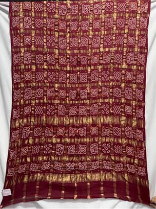 Kala Sanskruti All Over Maroon Color Cotton Bandhani Gharchola Saree 6.5M with Blouse Piece Elegant Traditional Wear Unique Gharchola for Women