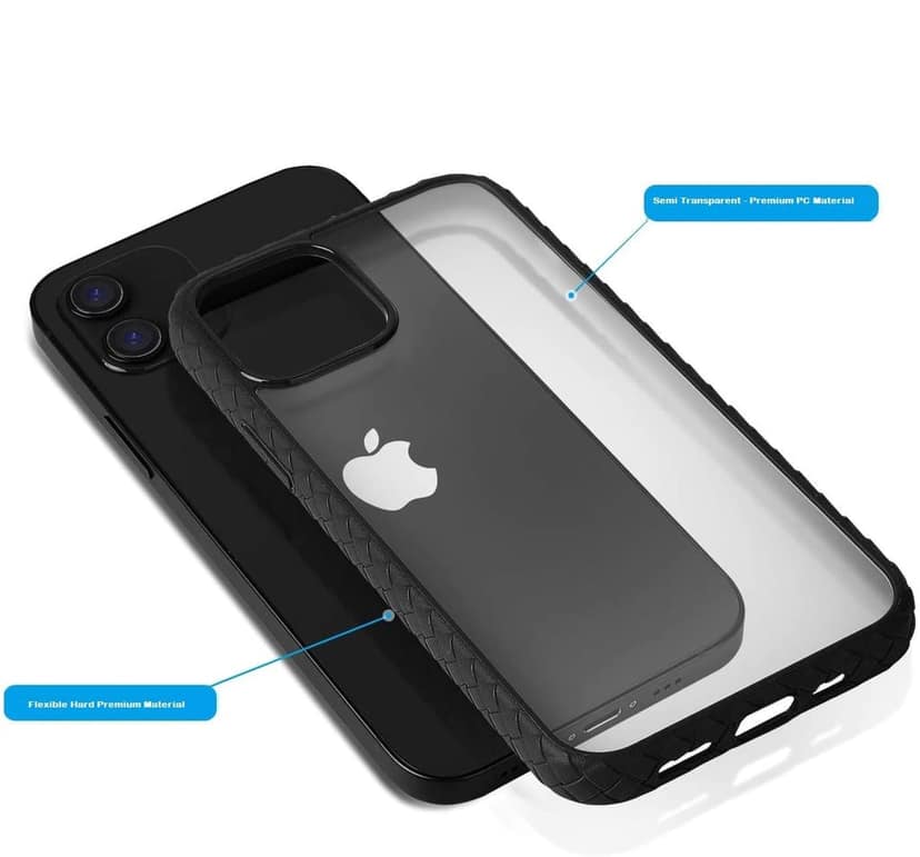 Memumi Light Frog Series Back Cover for Apple iPhone 12 Mini PC with Soft Bumper - Black (5.4") view 3