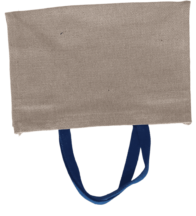 **Jute Tote Bag with Blue Handles** view 2