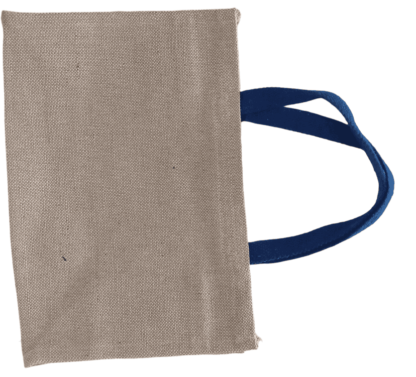 **Jute Tote Bag with Blue Handles** view 3