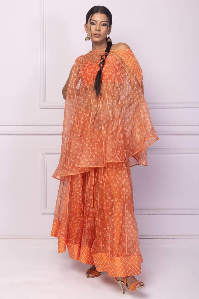 Orange Corded Organza Cape view 2
