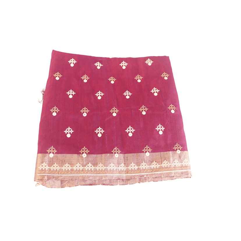 Embroidered Blouse Piece With Zari Work For Women - Maroon view 2