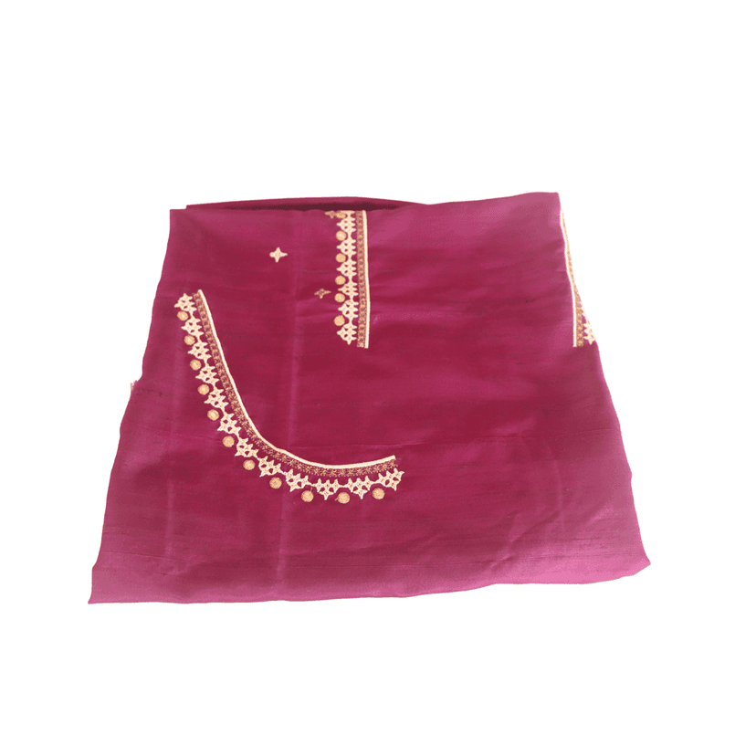 Embroidered Blouse Piece With Zari Work For Women - Maroon view 3