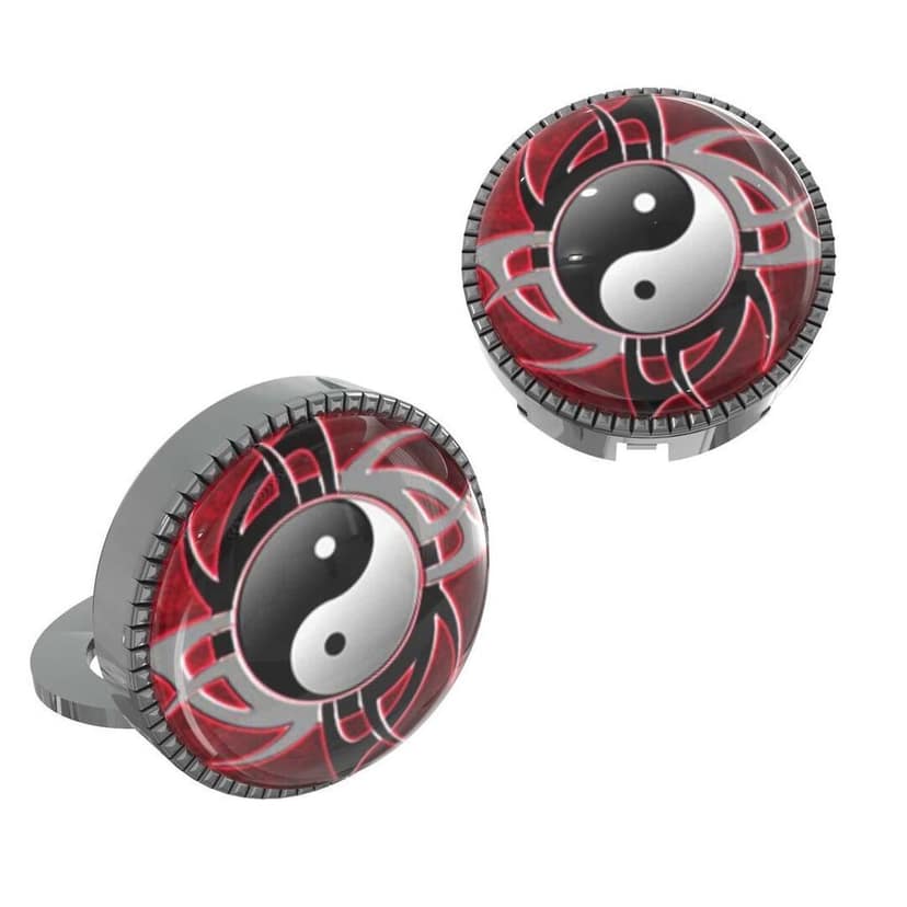 The Smart Buttons - White Gold Colour Plated Shirt Button Cover Cufflinks for Men - Peaceful Ying And Yang Design Pattern view 8