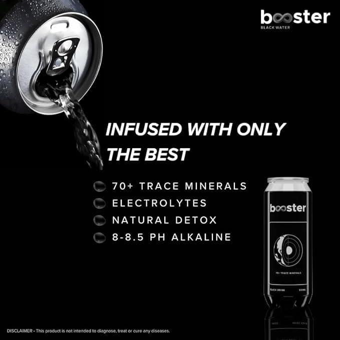 Booster Black Alkaline Drink 500 ml (Pack of 24) - High pH Premium Alkaline Water with Fulvic Minerals for Superior Hydration & Detoxification view 3