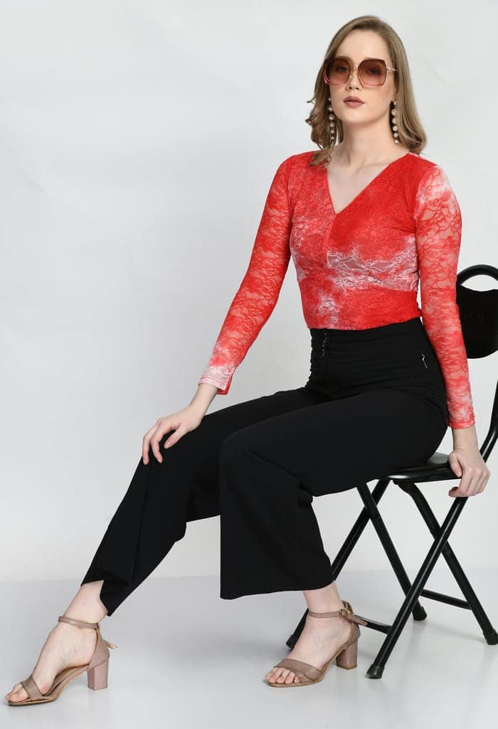 Women Trendy Luminous Lace Sheath Party Top