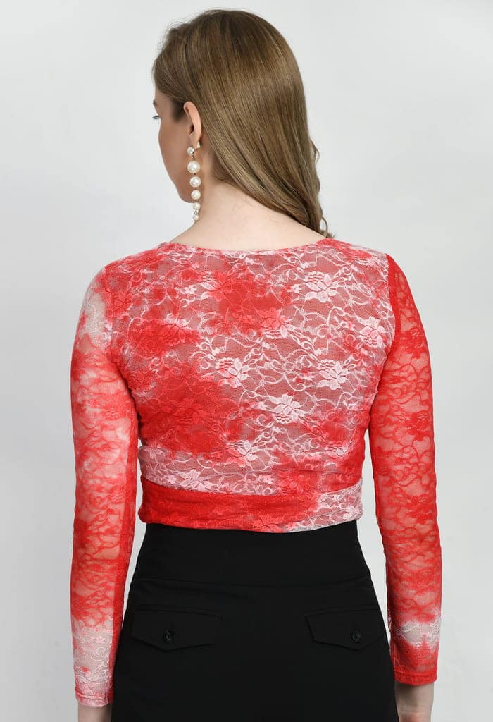 Women Trendy Luminous Lace Sheath Party Top view 3