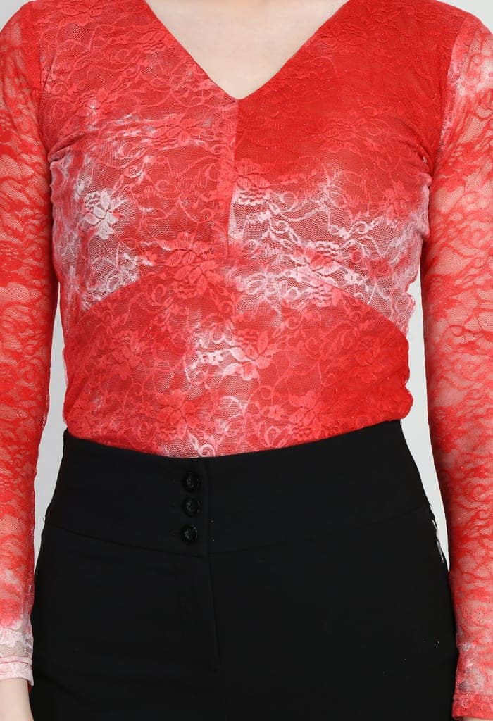 Women Trendy Luminous Lace Sheath Party Top view 5