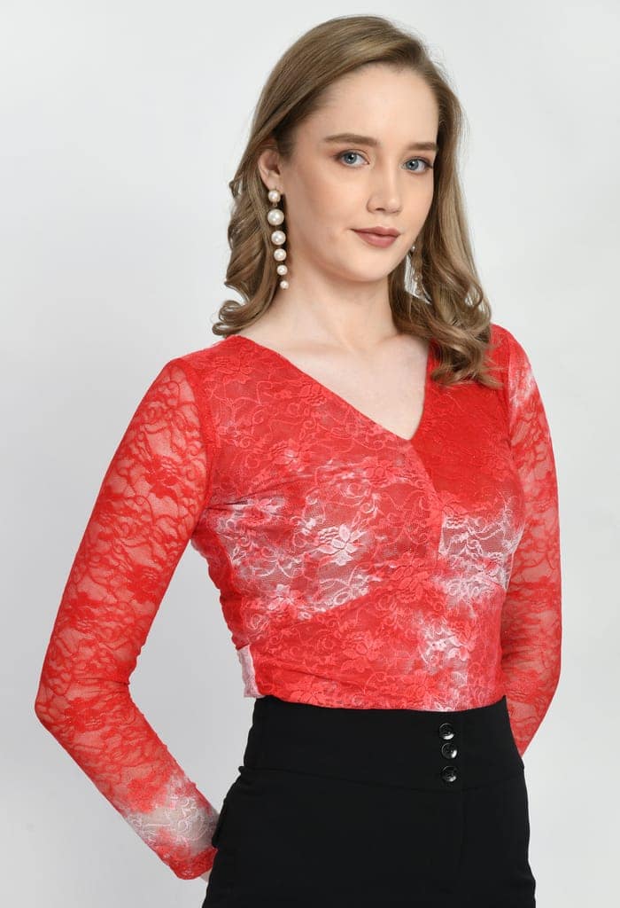 Women Trendy Luminous Lace Sheath Party Top view 6