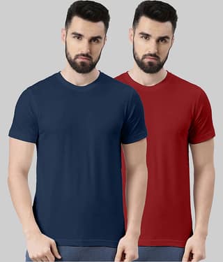 Veirdo Pack of 2 100% Cotton Regular Fit Men's T-Shirt ( Mustard )