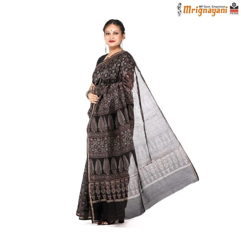 HANDLOOM CHANDERI SILK SAREE WITH BLOUSE (SKU - 3N0105110522, SAREE-1090) view 2