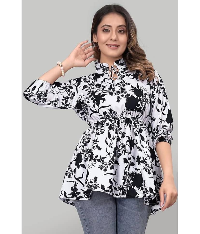 Hemang Fashion Women's Crepe A-Line Top ( White )