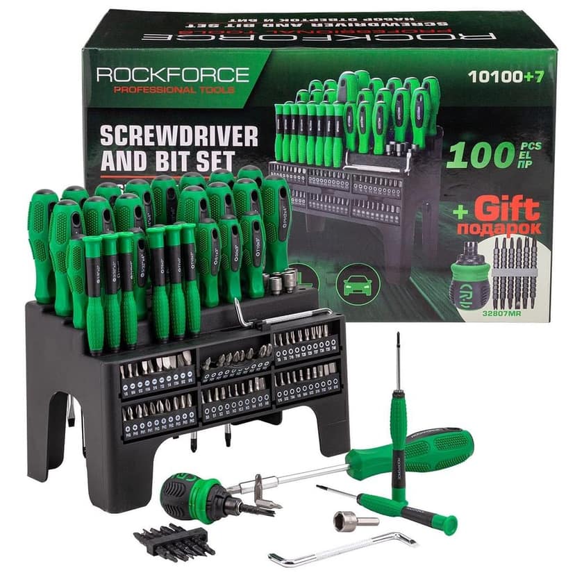 Rockforce 100-Piece Professional Screwdriver & Bit Set