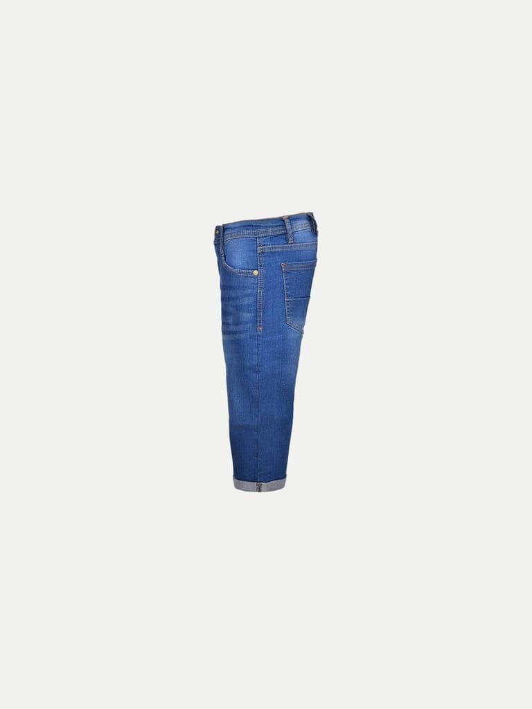 Teen Boys Light Blue Washed Denim Bermudas view 3