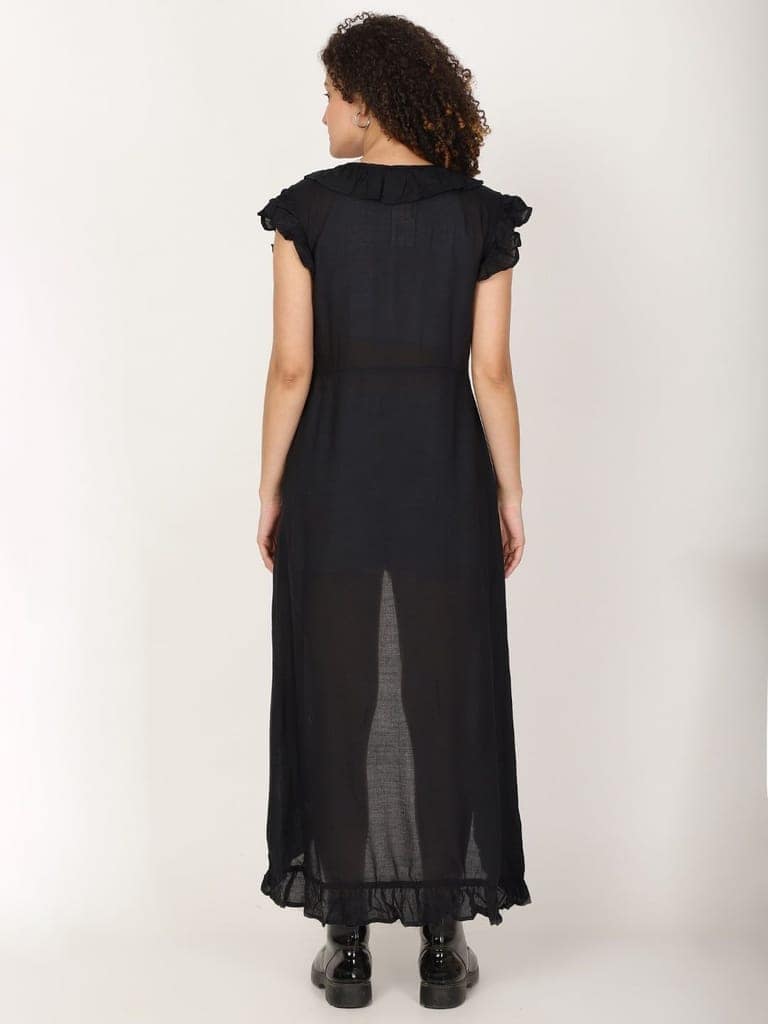 Long Ruffled Kimono shrug With Waist Tie Belt view 4