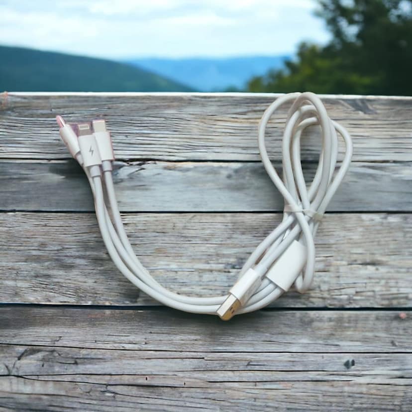 3.4 AMP 3in1 CABLE FOR CHARGING MICRO USB , TYPE C AND IPHONE, WHITE COLOR view 3