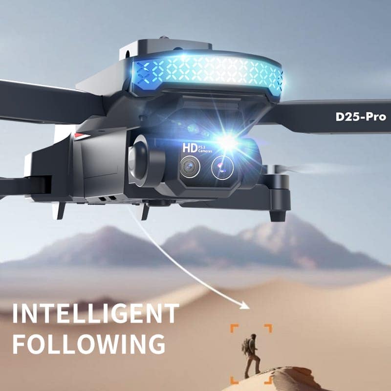 D25 8K HD Dual Camera Drone with Screen Remote | GPS Stability, Auto Gimbal Control, Obstacle Avoidance Sensors | App Control | Includes 8GB Memory Card view 5