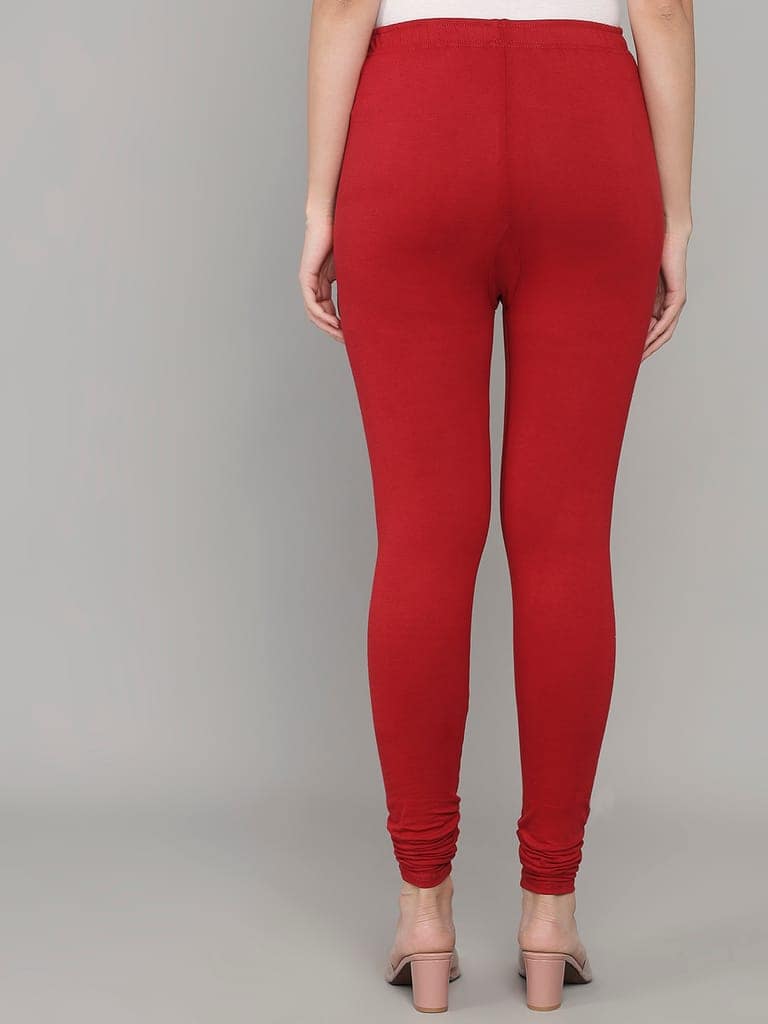 SOFT COLORS Women's Skinny Fit Ethnic Wear Churidar Leggings (Maroon) view 8