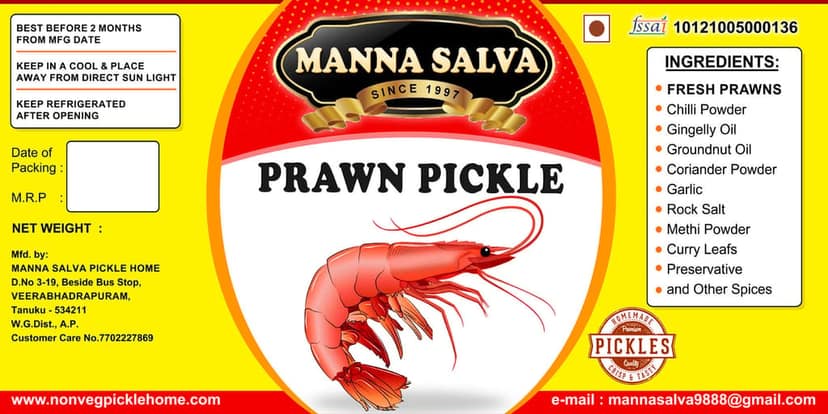 Manna Salva Pickles - Prawn Pickle Non - Veg Pickle view 5