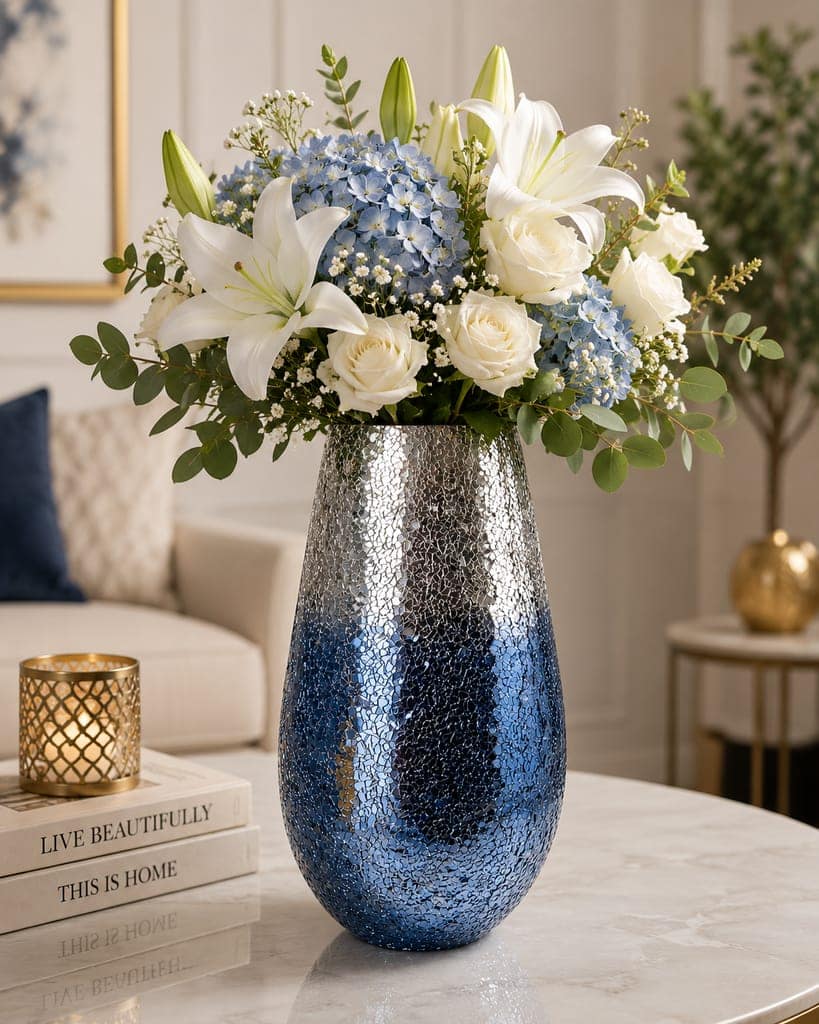 Azure Mosaic Elegance Vase