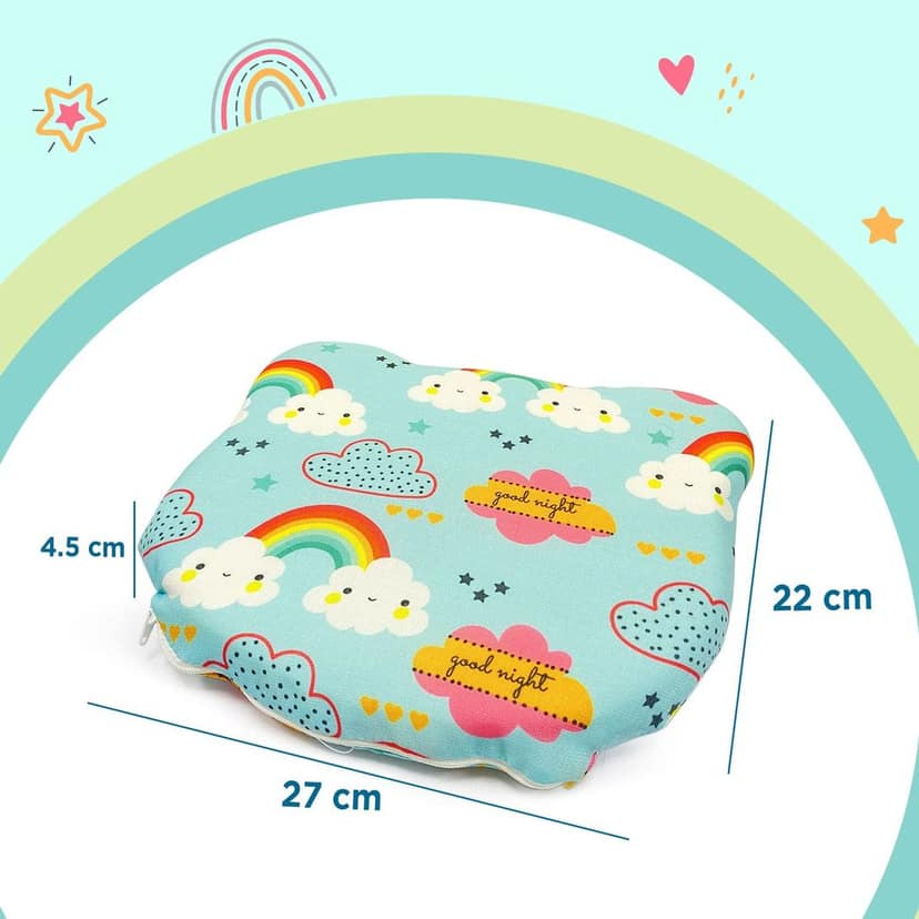 Sleepsia Cat Shaped Memory Foam Pillow for New Born Babies,Toddler Pillow for Girls & Boys with Rainbow Print, Ultra Soft Memory Pillows view 2