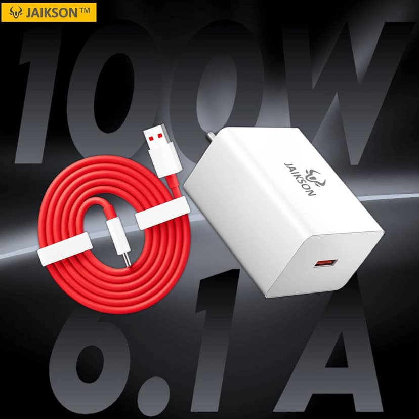 Jaikson 100W SuperVooc 6.1A Fast Wall Charger Adapter with Type-C Charging Cable for One Plus,Xiaomi, Samsung,Vivo,Realmi,Oppo Android & iOS Smart Phones view 2