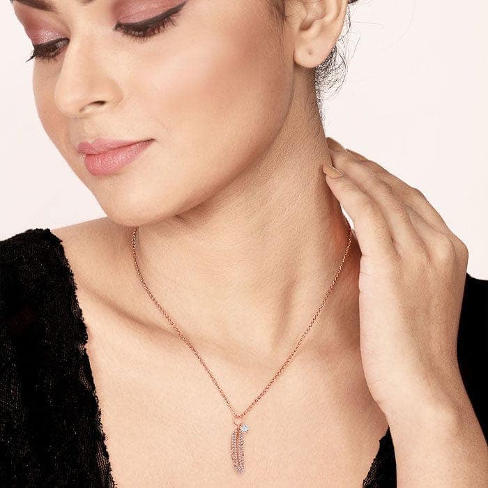 Rose Gold Quill Necklace view 2