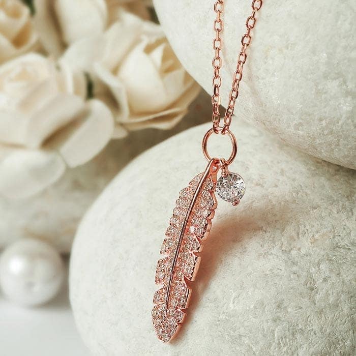 Rose Gold Quill Necklace view 3