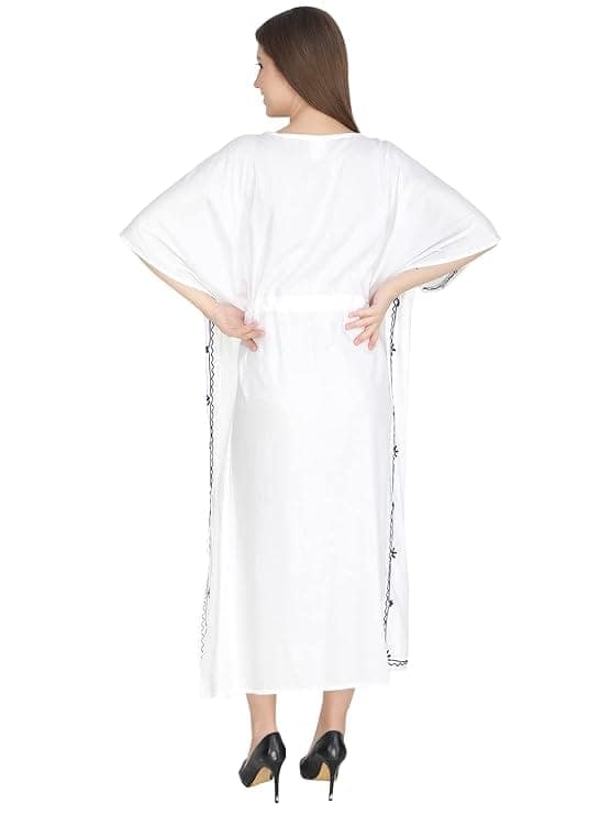 Women's Rayon Kaftan Dress Ladies Sleepwear Night Gown V-Neck Maxi Night Wear view 5