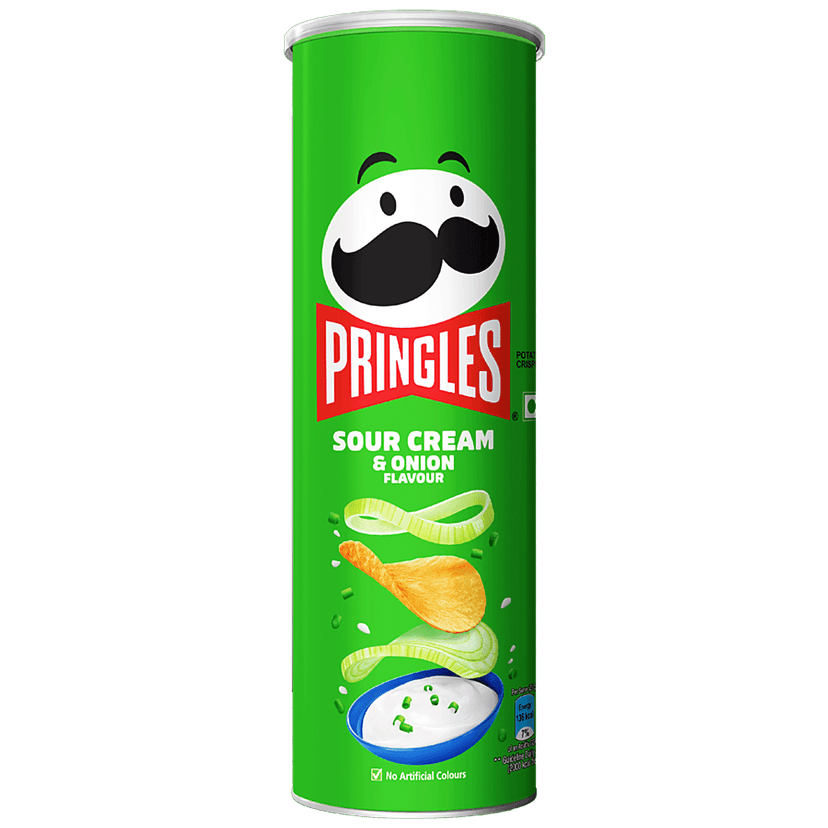 Pringles Potato Chips - Sour Cream & Onion Flavour, Crunchy & Crispy, 134 G Can
