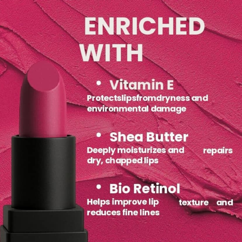 POPPIK Bullet Matte Lipstick for Women | Creamy Matte, Long Lasting Lip Color | High Coverage, Soft & Comfortable Formula | Daily Use Lip Makeup | Ideal for Casual Outings, Wedding, Gift | 3.8gm view 4