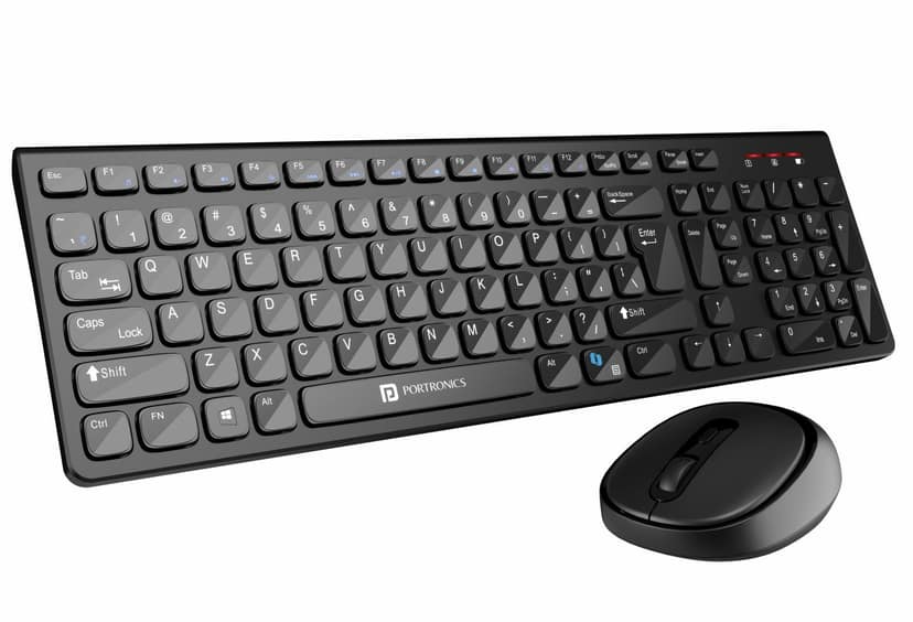 Portronics Key7 Combo Wireless Keyboard & Mouse Set with 2.4 GHz USB Receiver, 10m Working Range, 12 Shortcut Keys, Adjustable DPI, 10 Million Key Life & Click Life for PC, Laptop, Mac