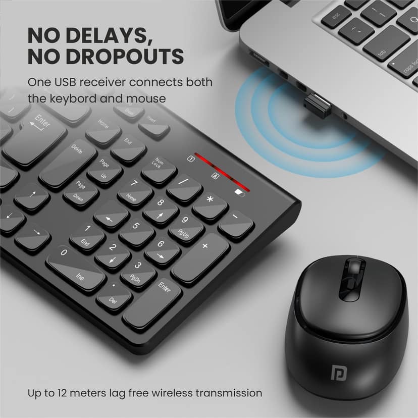 Portronics Key7 Combo Wireless Keyboard & Mouse Set with 2.4 GHz USB Receiver, 10m Working Range, 12 Shortcut Keys, Adjustable DPI, 10 Million Key Life & Click Life for PC, Laptop, Mac view 3