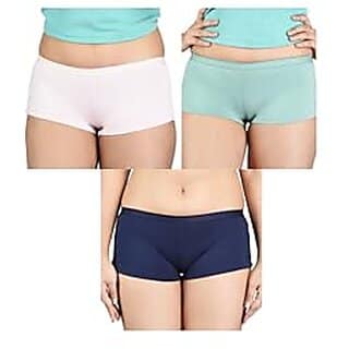 Ginash Cotton Elastane Women's Boyleg Pantie (Pack of 3)
