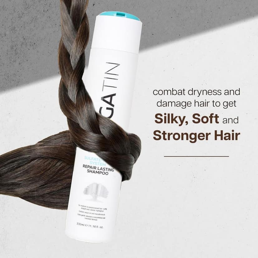 Argatin Keratin Repair Lasting Shampoo and Conditioner Combo each of 330 ml - Sulfate And Paraben Free for Dry and Damaged Hair | Daily Use | Men and Women both can use | Improve hair growth with natural way | view 5
