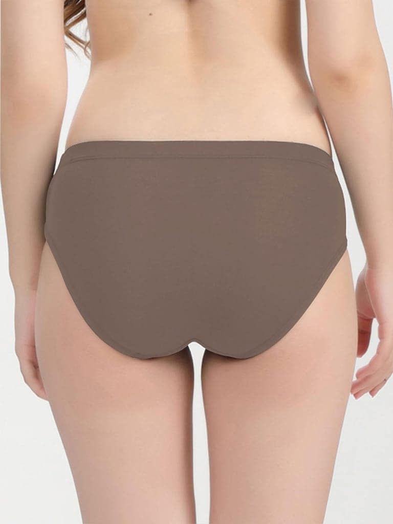 Freecultr Women’s Micromodal Mid-Rise Hipster | Super Soft & Breathable Fabric | Medium Rear Coverage | Comfortable Stretch Elastic | Pack of 3 |Color - Clay,Coffee,Sable Black view 2