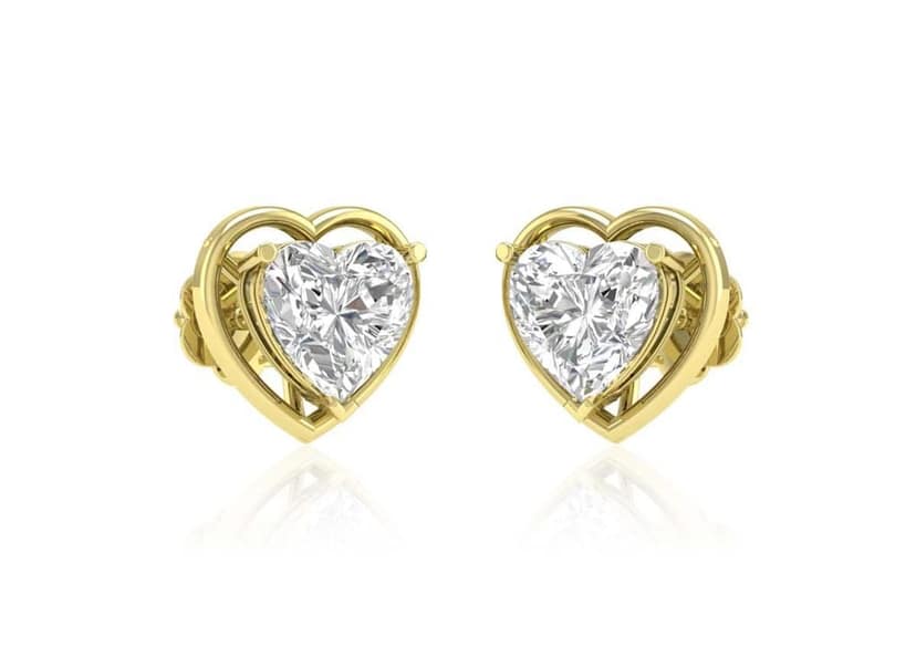 Gold Aureole Heart Ear Studs view 2