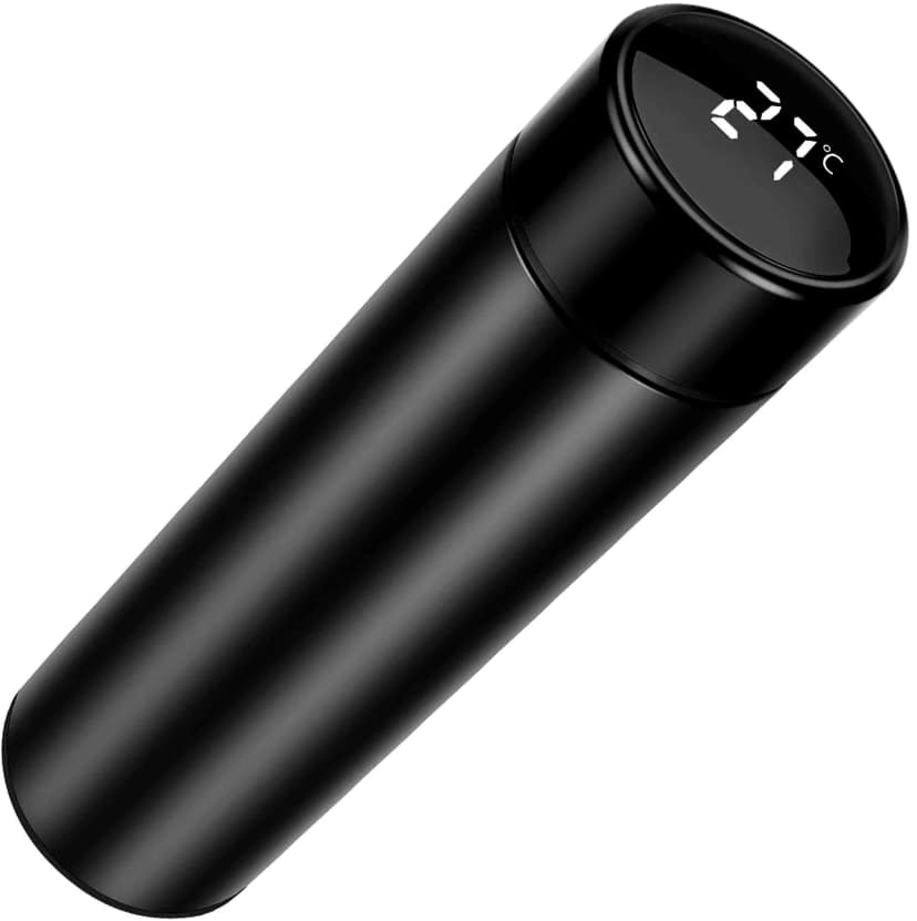 Stainless Steel Temperature Water Bottle with Intelligent LED Display - 500 ML - Black by Ruhi Import Store