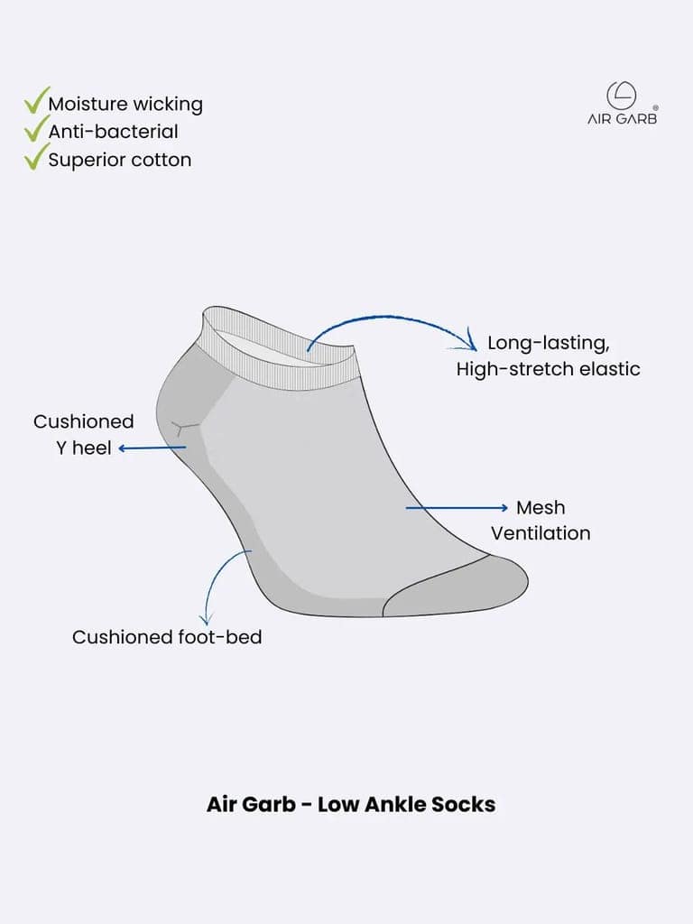 Cotton Ankle Socks for Men and Women - Grey view 6
