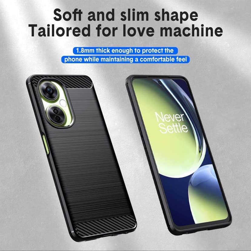 Natbok Designed for OnePlus Nord CE 3 Lite 5G Case, Flexible TPU [Brushed Texture] [Anti-Slip] Shockproof Military Protection Bumper Phone Case,Slim Case Cover for OnePlus Nord CE 3 Lite 5G,Black view 3